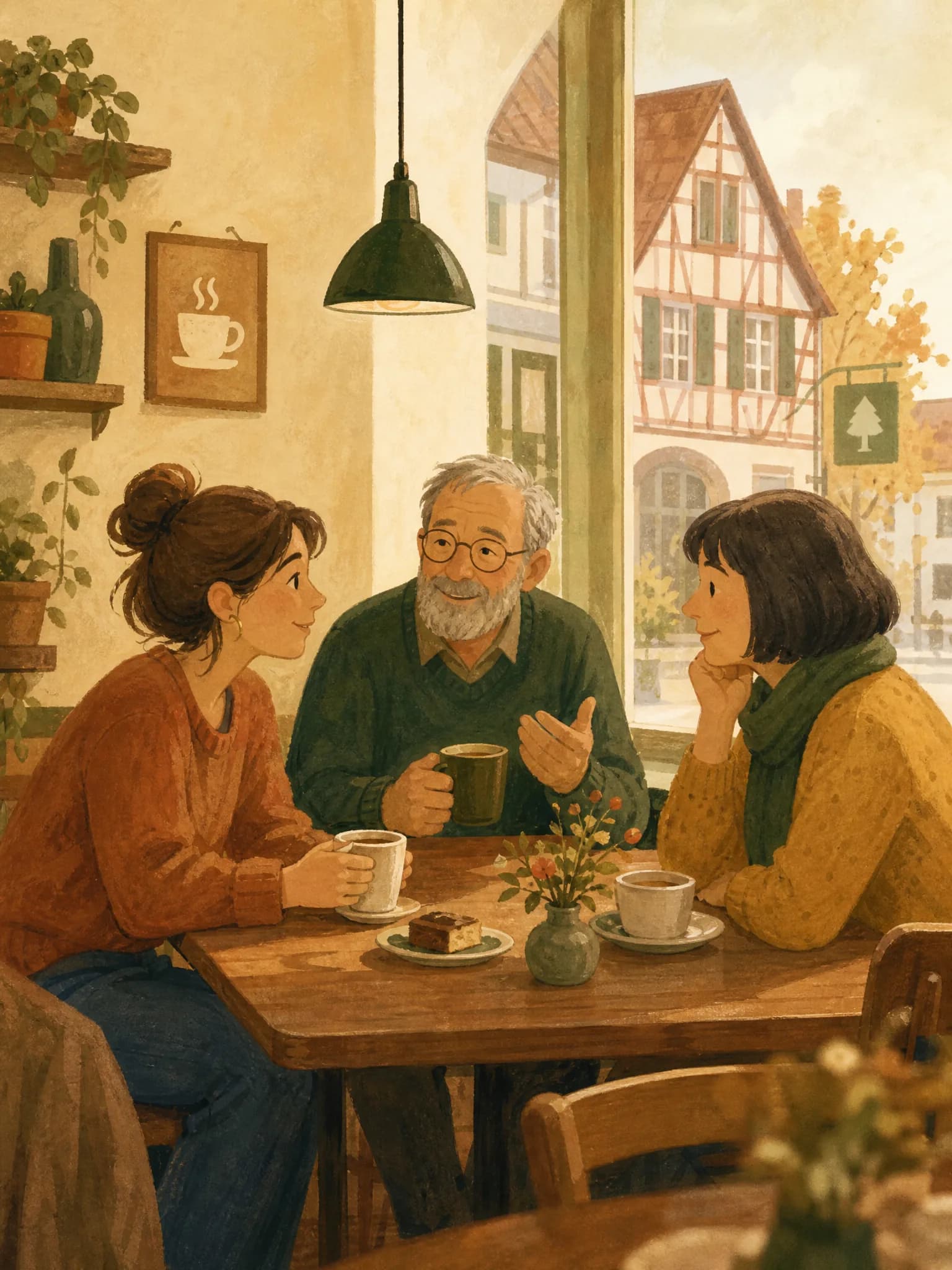 Kleines Gespräch in einem Café
