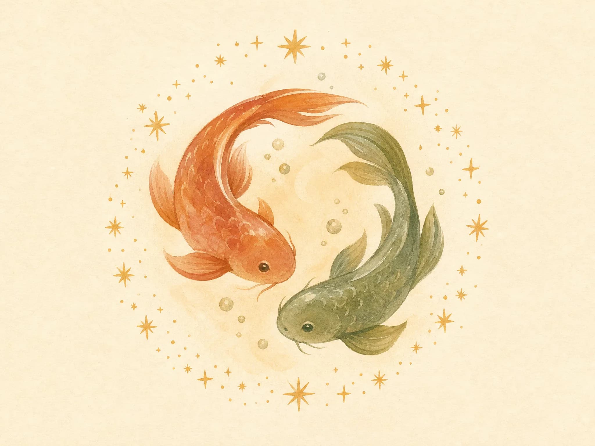 Gemalt: das Zeichen Fische