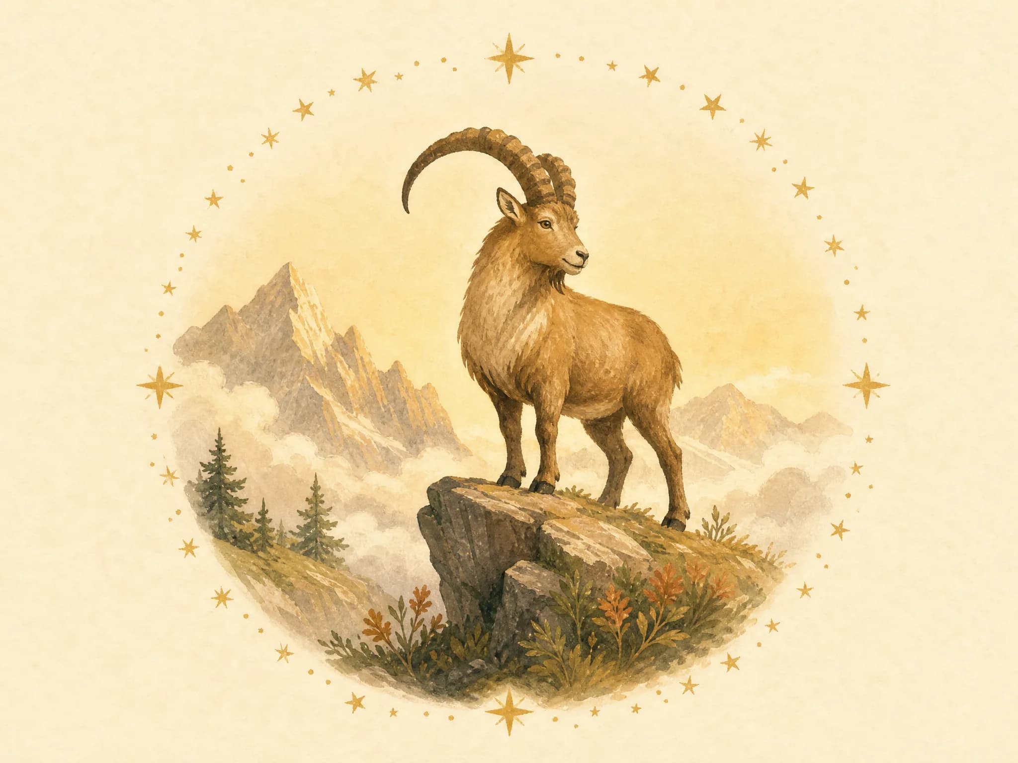 Gemalt: das Zeichen Steinbock
