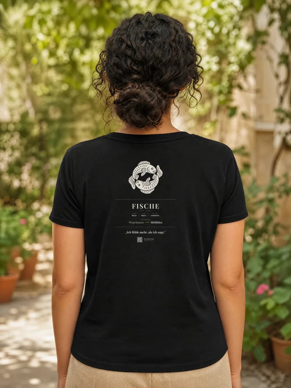 Shirt mit dem Steckbrief Fische auf dem Rücken — Rücken