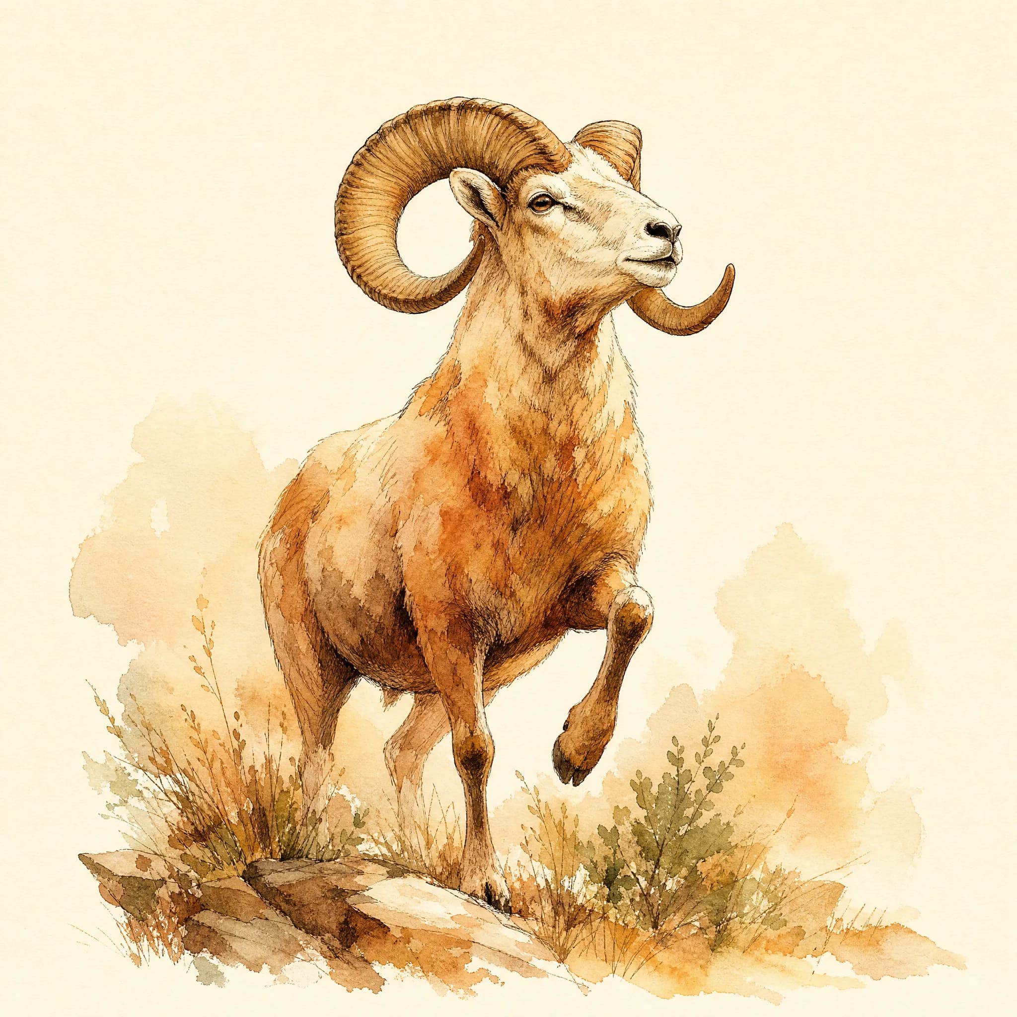 Widder – Aquarell-Illustration des Archetyps