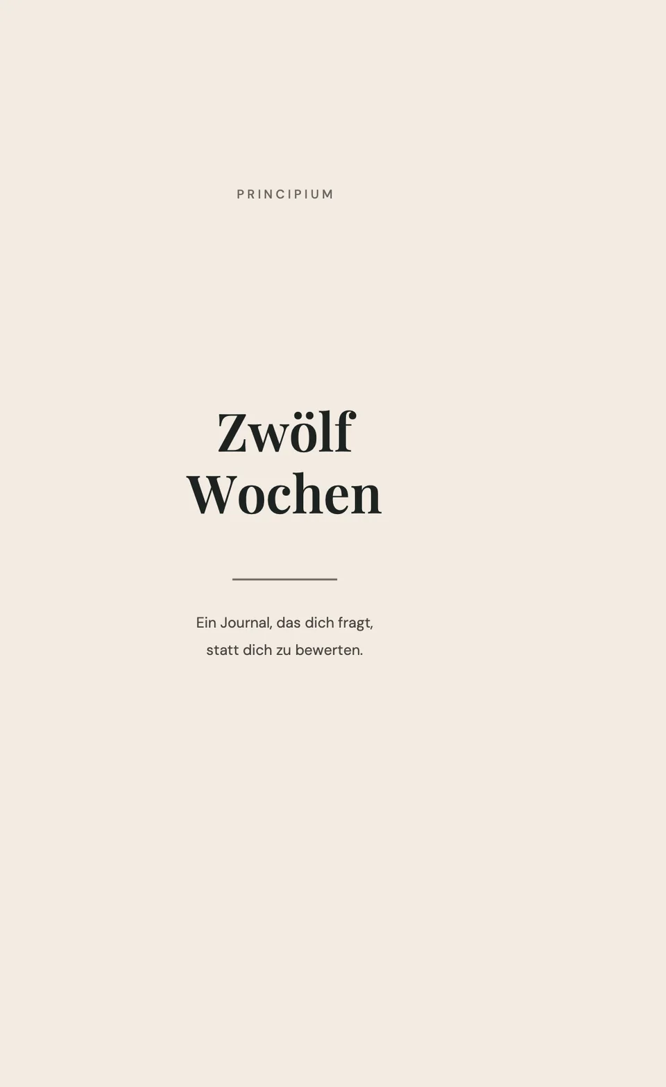 Umschlag des Journals „Zwölf Wochen“: heller Grund, der Titel in schlichter Schrift.